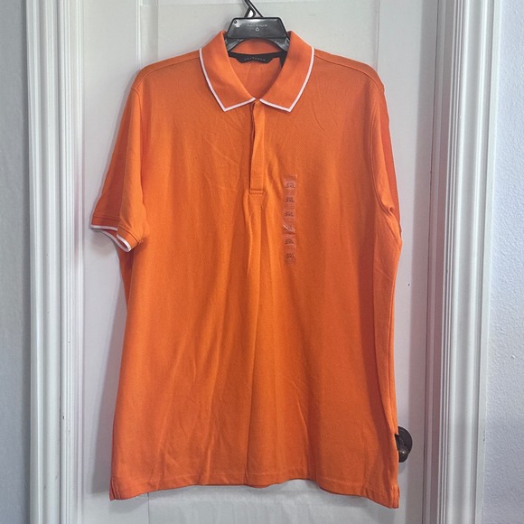 Men's Sean John Orange Short Sleeve Polo Shirt 3XL with White Trim - Picture 2 of 8